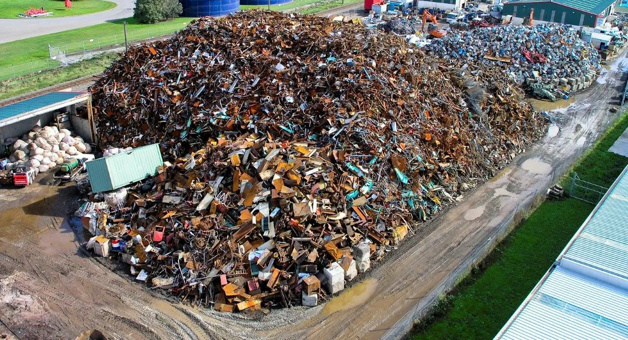 Scrap steel being processed at Resource Recycling
